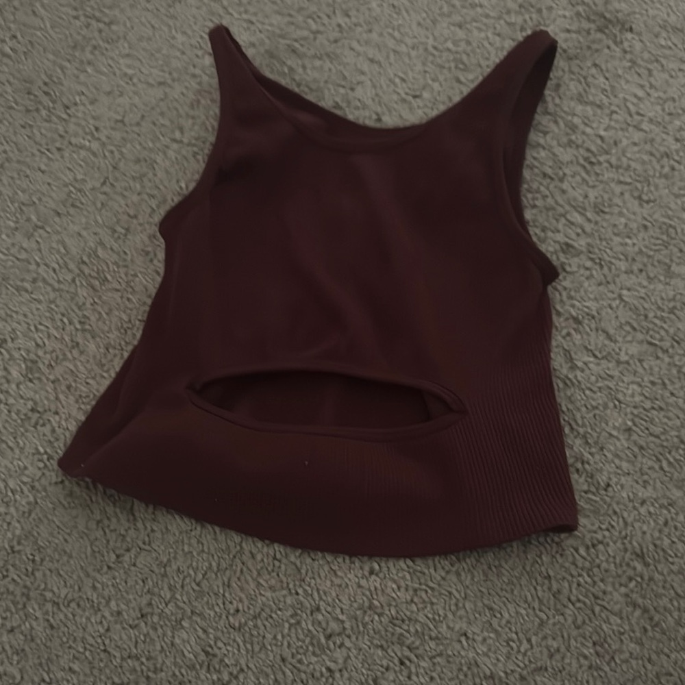 Amazon Red Sleeveless Cut Out Crop Tank Top
